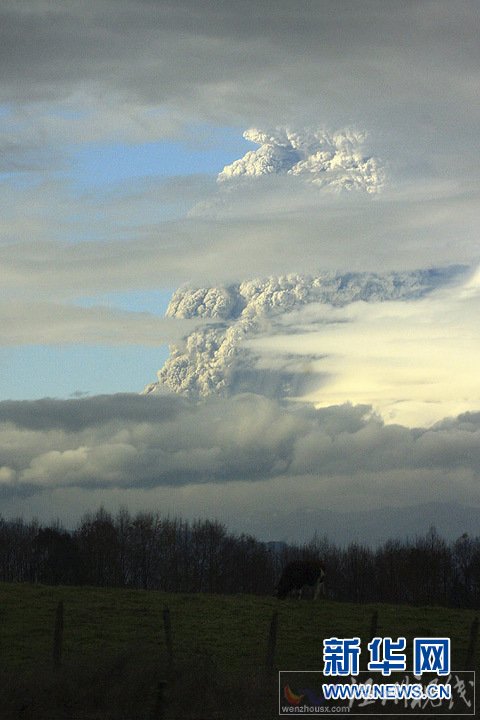 智利普耶韦火山喷发 浓烟、火山灰殃及邻国