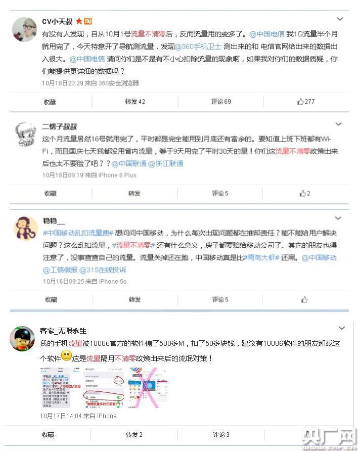 流量被指消耗快！网友吐槽不清零后9天用完30天的量(图)