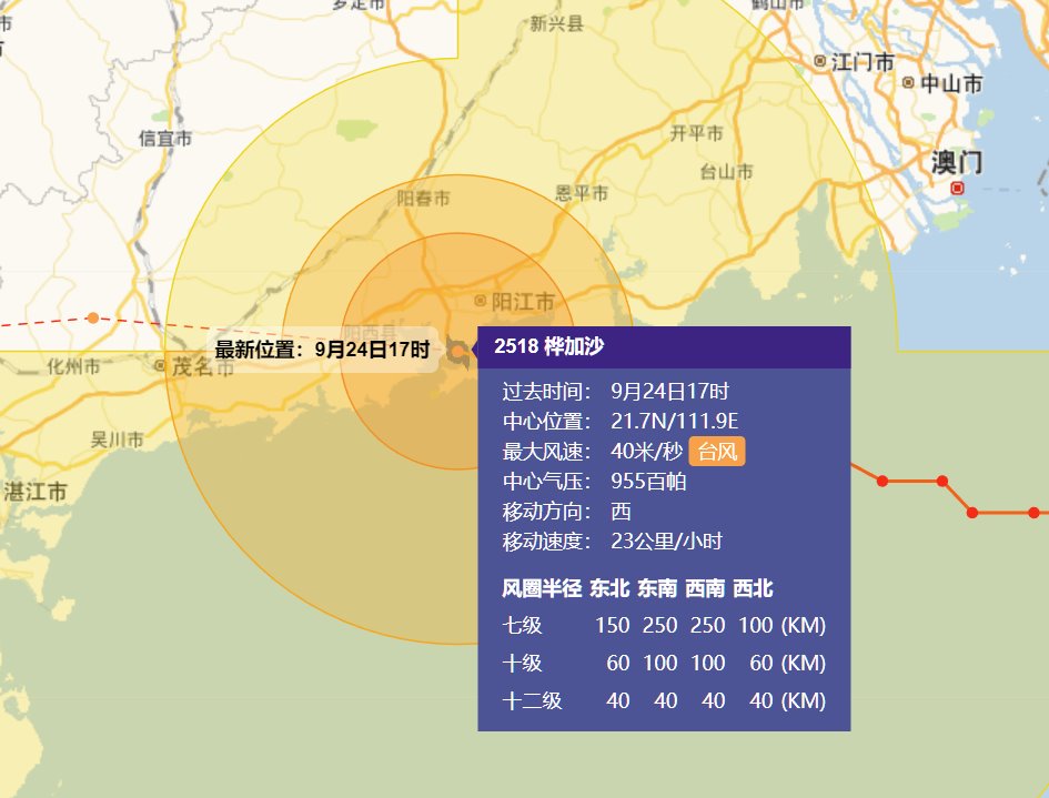 台风桦加沙登陆广东阳江海陵岛沿海 减弱为13级强台风级