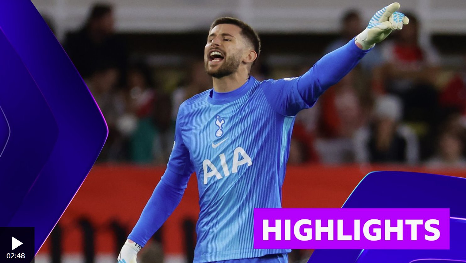 维卡里奥在摩纳哥的比赛中表现出色，扑出了摩纳哥的射门